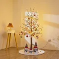 1.5m LED Christmas tree with ethnic snowmen, pink ornaments and a white tree skirt - 1.5m Encryption Folk Style Snowman Set