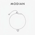Bracciale a sfere in argento sterling S925 con ciondolo a cuore e chiusura regolabile - Argento Sterling 925 (Argento)