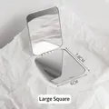 Portable silver folding square makeup mirror in large size, 7.8cm x 6cm stainless steel - Large Rectangle / 6x7.8CM