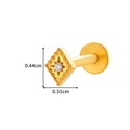 Gold titanium flower labret stud with crystal diamond, 0.44cm x 0.35cm dimension - Gold Rhombus Style (T2522-2#金) / 1.2*8mm