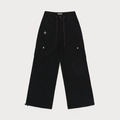 Pantalones cargo negros clásicos con cordón y pernera ancha con bolsillos en fondo blanco - M / Negro Salvaje