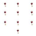 Set di 10 ciondoli a chiave dorati con gemme a cuore rosse per creazione gioielli DIY - Stile 12-Chiave a Cuore / Confezione da 10
