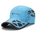 Light blue quick-dry baseball cap with SPORTS logo and grey mesh vents for sports - Adjustable / Lake Blue