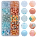DIY bead set with gradient glass beads in blue and coral within a 10-compartment storage box - Mixed 6 Orange Soda approx 200pcs