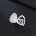 Silver hip hop tooth grillz with micro-pave cubic zirconia in heart shape design - Heart / Silver