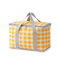 Isolierte Kühltasche mit gelb-weißem Karomuster und Griffen, Größe 35x20x20cm - Gelbes Karomuster
