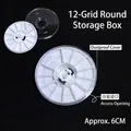 Round 12-grid nail art storage box with rotating lid for rhinestones and beads - 12 Grids Disc Box (6*6*0.8cm)