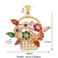 Macro shot of micro-pave flower basket charm with colorful zircon stones inlay - Colorful Flower Basket / Mixed Colors