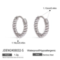 Silver twisted rope hoop earrings in waterproof stainless steel, hypoallergenic jewelry - Twisted Texture / Silver