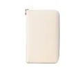 Ivory white top grain leather long wallet with RFID protection and gold zipper - Ivory White