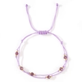 Minimalist double-strand woven rope bracelet in light purple with faceted crystal beads - Light Purple