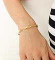 Double layered 18K gold plated titanium steel braided herringbone bracelet for women - Double Cross Bracelet-gold