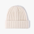 Gorro de invierno de punto acanalado para mujer y hombre en color blanco crema - Beige