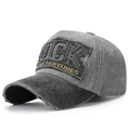 Casquette de baseball vintage en coton gris foncé avec broderie JCK FEATURES - Réglable / Bord noir avec corps gris