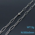 Silver paperclip chain necklace 550mm x 5mm, 5g weight with lobster clasp closure - Silver Necklace (KN197681-Z)
