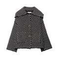 Chaqueta de punto para mujer en blanco y negro con solapa ancha y botones retro en blanco - S / Negro