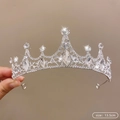 Sparkling silver rhinestone crown tiara with 13.5cm width for weddings and parties - 5# Rhinestone Crown (13.5cm)