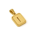 18K gold plated stainless steel rectangular pendant featuring a matte texture letter I - Letter I - Gold