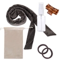 5-piece heatless hair curler set in dark grey velvet with spray bottle and hair clip - Dark Grey Set with Standard Bottle