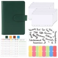 Green A6 PU leather budget binder set with zipper envelopes and expense tracker sheets - Macaron Dark Green Set