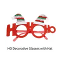 Christmas glitter glasses frame with red Santa hats and festive HO HO HO quote design - Red HO HO HO Glasses with Hat