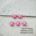 Pink enamel flower charms for DIY jewelry making with dimensions 9.7x10mm - Hot Pink