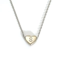 Polished stainless steel heart pendant necklace with engraved letter S on silver chain - Letter S Heart Style (S143S-001-S)