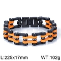 Punk Fahrradketten Armband für Herren aus Edelstahl in Orange und Schwarz - 225x17mm / Schwarz und Orange (KB46701-BD)