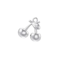 Macro detail of silver cherry pendant with smooth metallic finish and hanging ring - VD1638 Platinum Polished Small Cherry