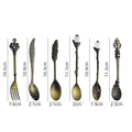 6-piece vintage bronze coffee spoon set with ornate carvings and crystal accents - Bronze 6-Piece Set