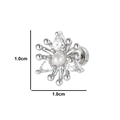 Orecchini a fiore con perla e zirconi, tono argento, dimensioni 1,0 cm x 1,0 cm - Stile Fiore d'Argento (A591)