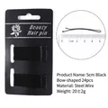 Set di 24 forcine per capelli nere in acciaio da 5cm su cartoncino con misure reali - 5cm Arco-Confezione in Card (24 pezzi) / Nero