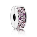 Silver clip charm bead with pink and rose red crystals for bracelet with reflection - 031-Stopper (Silver Pave Pink/Red Stone)