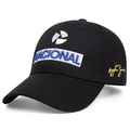 Schwarze Baseballkappe mit blauer NACIONAL-Stickerei und gelber Senna-Unterschrift - NACIONAL Bestickter Stil (Schwarz) / Schwarz