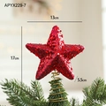 Puntale albero di Natale a stella rossa di 17cm con glitter e base a molla decorativa - Rosso Piccolo