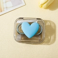 Brown clear contact lens case kit with blue heart applicator and white tweezers set - Blue Heart
