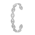 Elegant silver titanium steel open bangle with hollow diamond and round geometric links - Y546-2 Silver Evil Eye