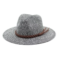 Chapeau panama respirant en paille tressée avec bande en cuir marron et pompon - M (56-58cm) / Noir
