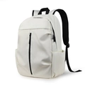 Minimalist white laptop backpack with large capacity and sleek vertical front pocket - 6043 White