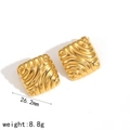 Boucles d'oreilles carrées en acier inoxydable plaqué or 18 carats à texture radiale - Style de Vague Carré Doré (TE60071-G)