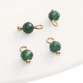 Faceted 4mm forest green natural stone charms with gold metal loops for DIY jewelry making - Green Gemstone