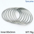 Set of 7 stackable silver stainless steel bangles 3mm width with 60mm inner diameter - 7Pcs Set-Silver (KB124191-LO)