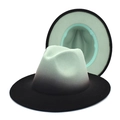 Detail view of the gradient wool fedora hat showing mint green interior and black rim - M (56-58cm) / Mint Green + Black