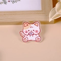 Cute red and white cartoon cat acrylic badge with cream style aesthetic for bags - Creamy Cat
