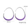 Minimalist geometric earrings in purple enamel and silver finish with hook design - Large / Violet-Silver
