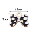 Ciondolo a fiocco a pois in bianco e nero con dimensioni di 18 mm per 15 mm - Fiocco nero a pois / Nero