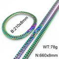 Rainbow Cuban link jewelry set with necklace and bracelet in polished titanium steel - Bracelet (8mm) / Rainbow