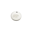Colgante redondo de acero inoxidable pulido con diseño grabado de oso para joyería DIY - Oso Color Acero