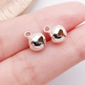 Pair of silver-tone alloy sphere bells for DIY jewelry making and phone charms - 8mm / Bright Silver