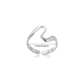Polished silver wave open ring with a modern streamline design and 17mm inner diameter - Wide Wave Opening Style / Silver